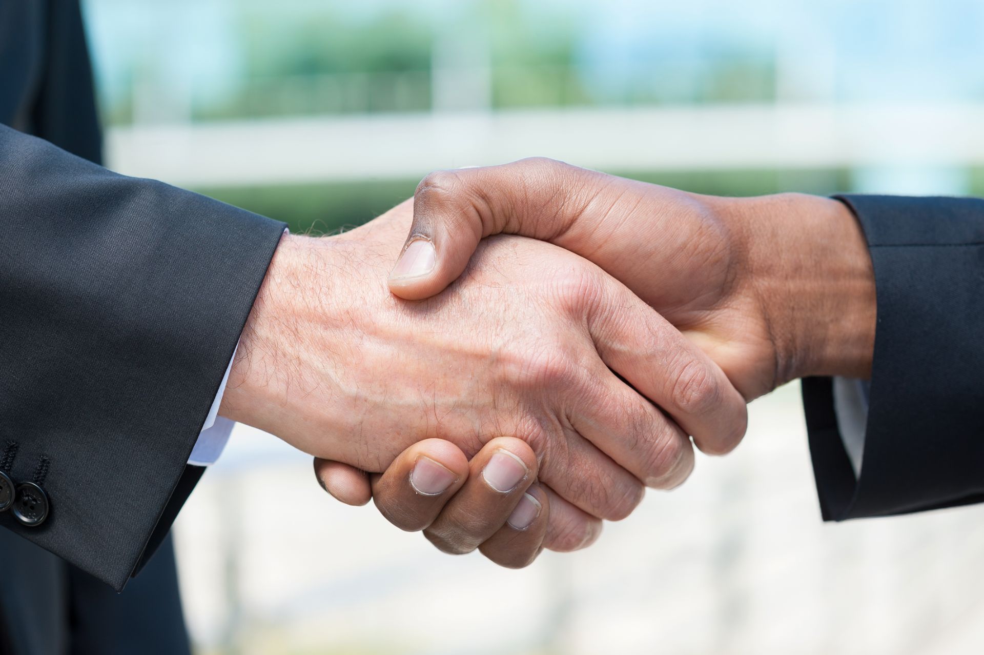 Two business professionals shaking hands