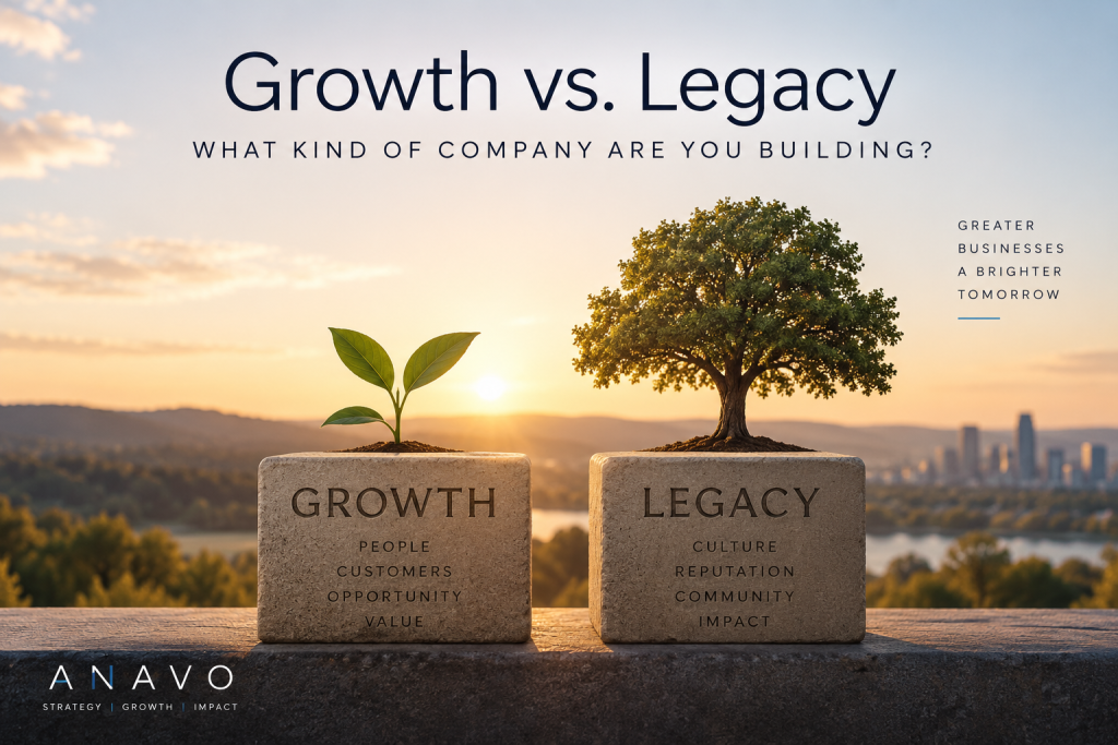 Growth vs. Legacy: a sapling and a mature tree on wooden blocks