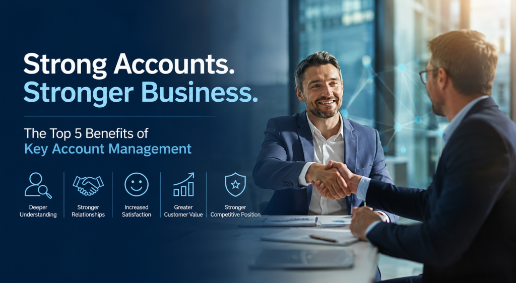 Strong Accounts. Stronger Business.: account team meeting with a client